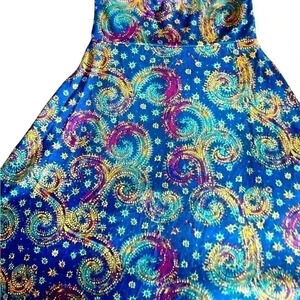 Lularoe ‎ small blue Pam’s roll A-line Azure skirt.